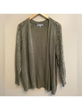 Marled Olive Knit Cardigan Small